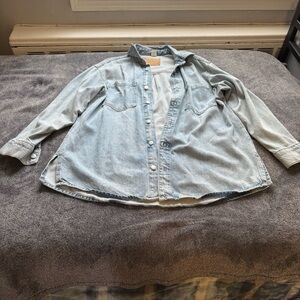 H&M Oversized Light Blue Denim Button-Up Shirt
